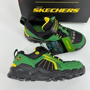 Skechers John Deere Boys Rugged Brights Light Up Shoes Green Black Size 1 New